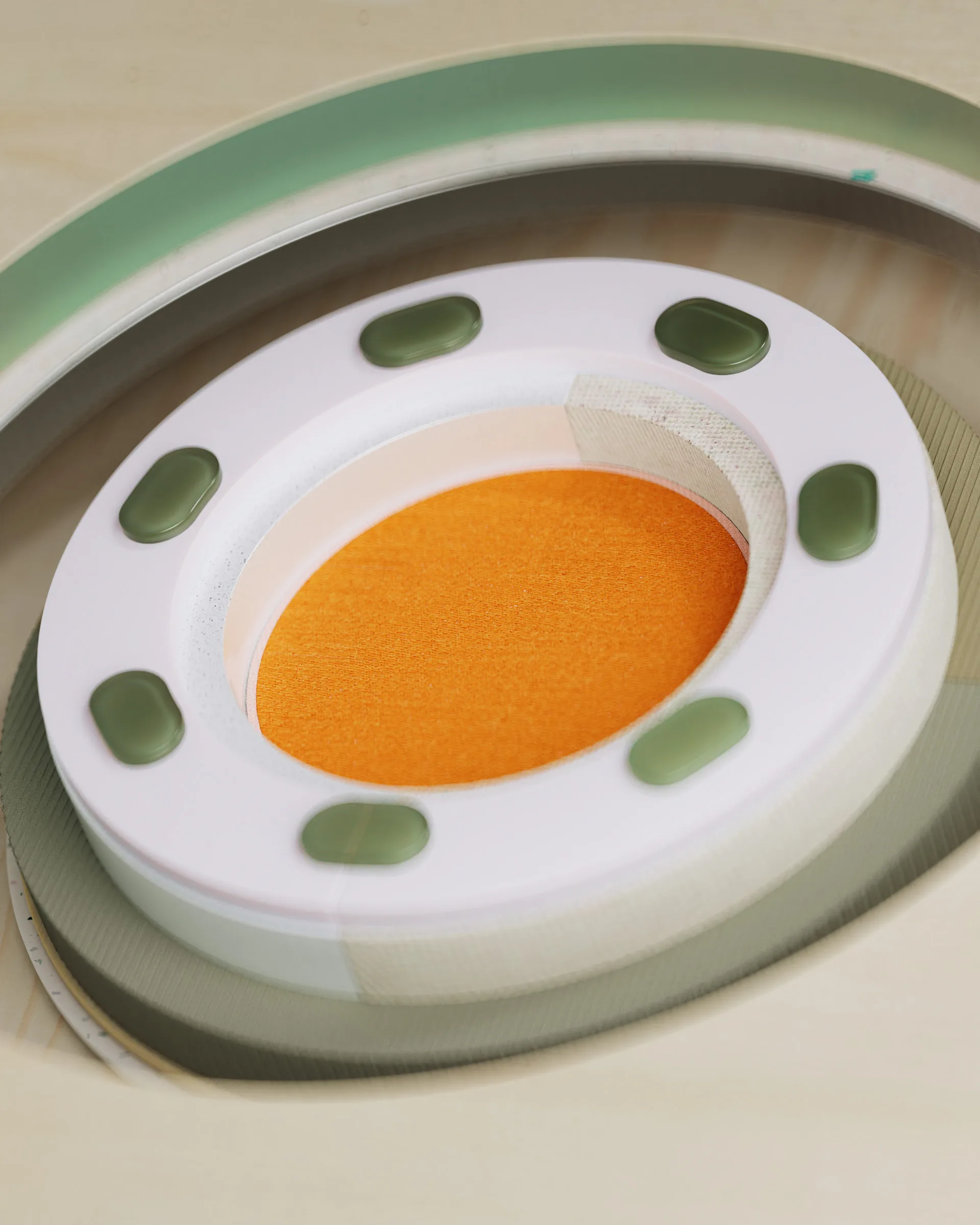 Circular design with orange center, 3d motion